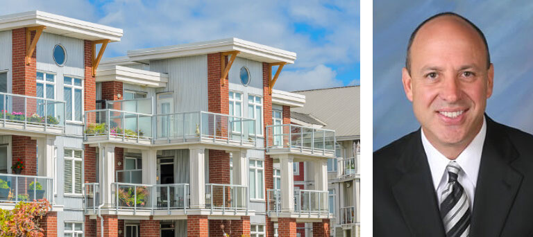 Housing units & a separate headshot image of Tim Cassidy of Cassidy & Associates Real Estate, Inc.