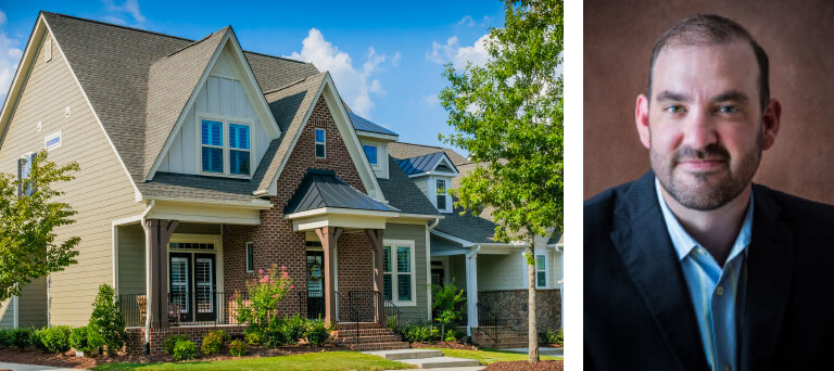 Brick-front house & separate headshot image of Corey Runnels of Specialized Real Estate Group.